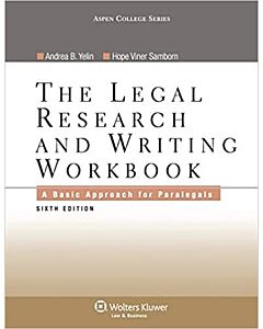Legal Research and Writing Workbook: A Basic Approach for Paralegals 9780735507920